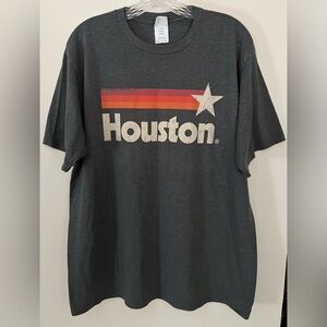 Port & Co Men’s Dark Gray T-Shirt w/Houston Graphic, Relaxed Fit, Soft; Size XL